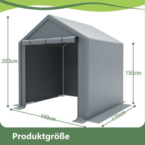 Abri de rangement gris foncé 190x170x200cm, garage vélo, cabanon extérieur, tente de stockage pour outils, abri de jardin multifonction