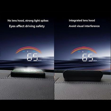 M11 OBD2 Double Système HUD Affichage Tête Haute Vitesse Température de l'eau Kilométrage Heure Projection automatique sur le pare-brise (1/5)