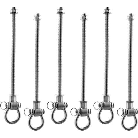 VEVOR Ganci per Altalena, Set da 6 Staffe Resistenti, Ganci in Acciaio Robusti con Cuscinetti Scorrevoli, Portata Massima 386 kg, per Amache, Parchi Giochi, Verande, Yoga e Sacco da Boxe, Argento (1/5)