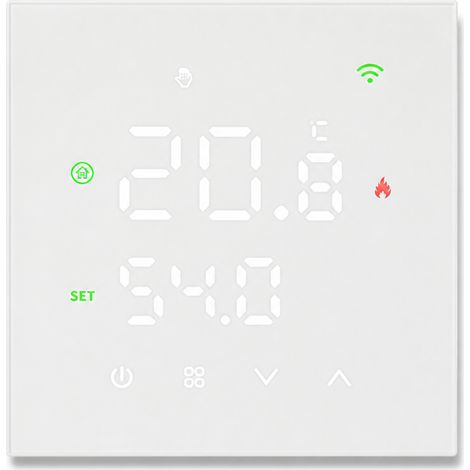 Thermostat Wi-Fi pour chauffage électrique au sol, blanc, 16 A, avec sonde de température et contrôle par application (1/5)