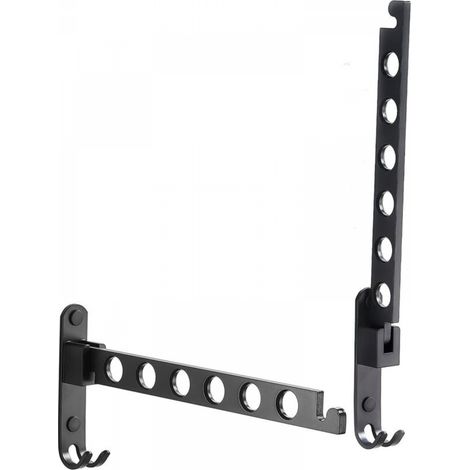 Cintre mural rétractable et pliable, support de rangement pour vêtements, cintre à linge, support de séchage robuste, crochets à vêtements en métal (noir mat, lot de deux) (1/5)