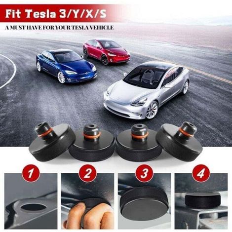 Tampon Cric - Adaptateur Pour Levage Véhicule - Compatible Tesla Model 3 S X Y - En Caoutchouc Robuste - Lot De 5 Pièces (1/4)