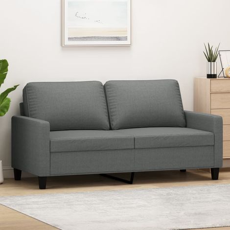 vidaXL Divano a 2 Posti Grigio Scuro 140 cm in Tessuto