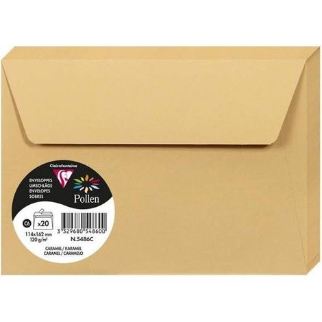 Enveloppe - CLAIREFONTAINE - Pollen - 120g - 114x162 mm - Caramel - Paquet de 20 (1/3)