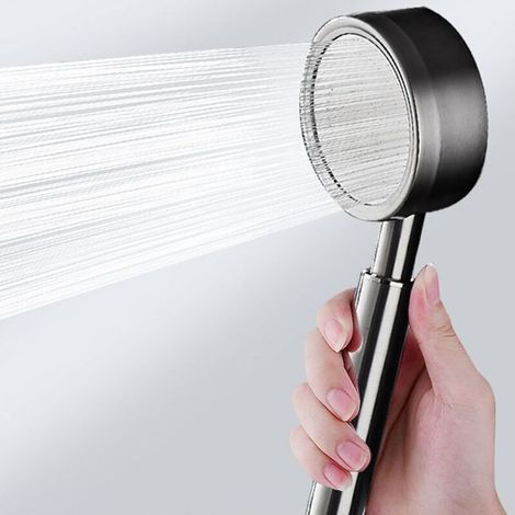 Pommeau Douche Haute Pression en Acier Inoxydable 304,Avec support,Douchette Douche Salle Installation Facile - Gris