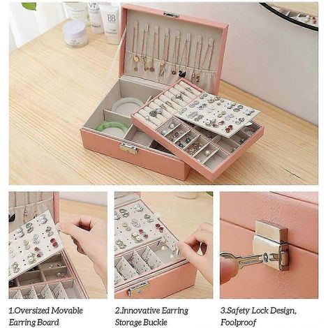 Boîte à bijoux étui à bijoux de voyage organisateur de bijoux pour femmes et filles 2 (1/3)