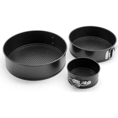Moule à charnière 3pcs (rond, fond amovible), 3 tailles 11/18/23cm, acier étanche antiadhésif (1/5)