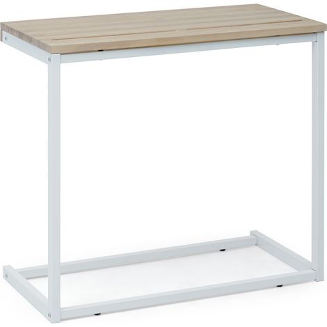 Mesita de Ordenador sofá Eco 36x70x63cm Blanca en madera maciza de pino acabado natural estilo nórdico industrial Box Furniture (1/5)