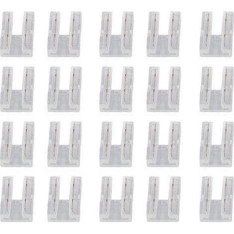 20 connecteurs FCOB pour bande LED COB 8 mm (0,31 po) transparents sans soudure vers fil 2 broches.