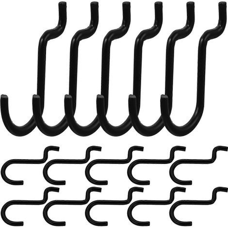 Lot de 20 crochets métalliques pour panneaux perforés, crochets de rangement pour garage et atelier, crochets de suspension utilitaires-4X3CM-Black (1/3)