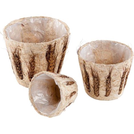 Cache-pot en fibres naturelles, diam. 18 cm, lot de 3