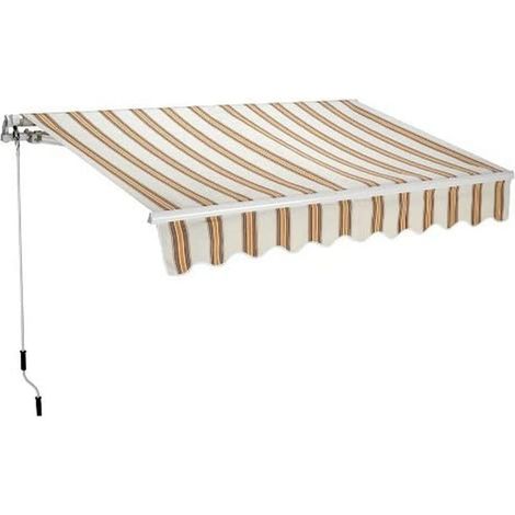Tenda da sole estensibile 250 x 200 centimetri tenda parasole barra quadra tenda da sole con manovella colore beige rigato