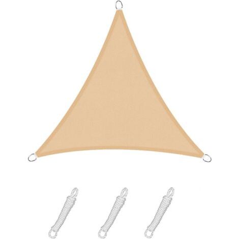 Voile d'ombrage Triangle 3x3x3m Color Sable,Toile Imperméable Une Protection des Rayons UV à 95%, pour en Plein air, Jardin & terrasse, Piscine (1/5)