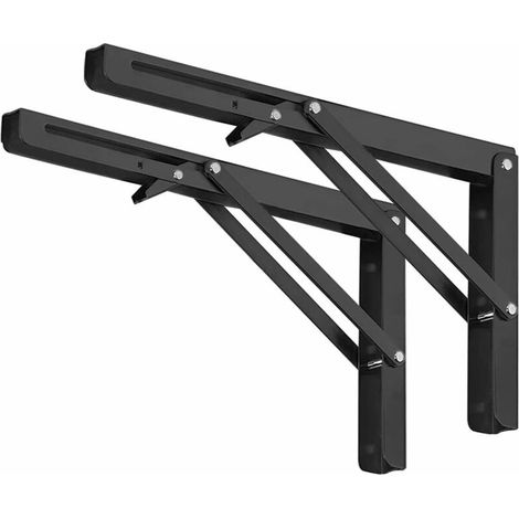 Lot de 2 Equerre Etagere 250mm, Support Console Pliable, Acier Inoxydable Equerre Rabattable Murale, 50KG/110lbs Porteur (1/5)