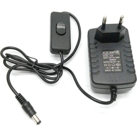 Sysled – Alimentation LED 12V 2A avec interrupteur – Transformateur pour rubans LED – Tension stable pour protection des équipements
