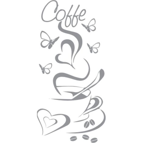 STICKERS CUISINE autocollant tasses à café coeurs 100 x 50 cm G256074 (1/2)