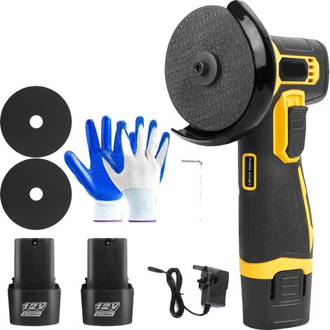 Smerigliatrice angolare, motore brushless, design portatile, gialla, con due batterie (1/2)