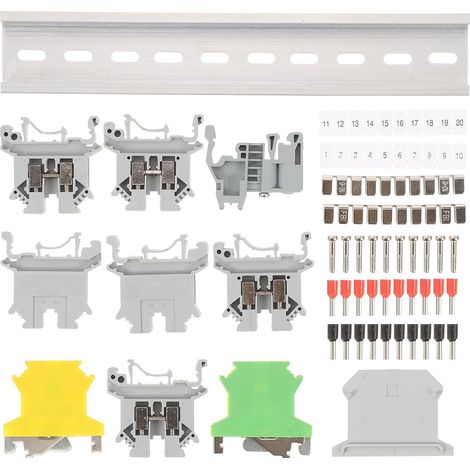 Kit de borniers sur rail DIN comprenant des blocs terre, supports (1/5)