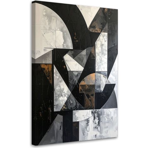 Quadro su tela, Cerchi astratti forme texture bianco e nero, 30x45 (1/5)