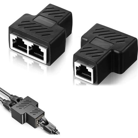 2PCS RJ45 Splitter Connecteurs,Té Réseau Prise De Séparation,Connecteurs Séparateurs,Réseau Tee Splitter,Splitter Ethernet Adaptateur,Ethernet LAN Câble Extender 1 à 2 Ethernet Splitter Double Socket (1/5)
