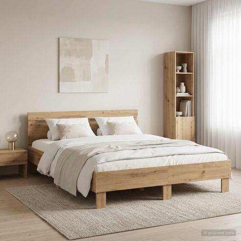 vidaXL Estructura de cama Roble artisan 135 x 190 cm (1/5)