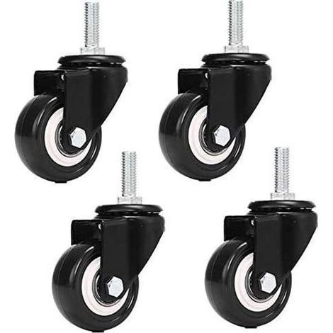 Roulettes pivotantes M8x25mm (4 pièces) pour chariot, capacité de charge 240 kg, en PU, pour meubles (sans freins). (1/5)