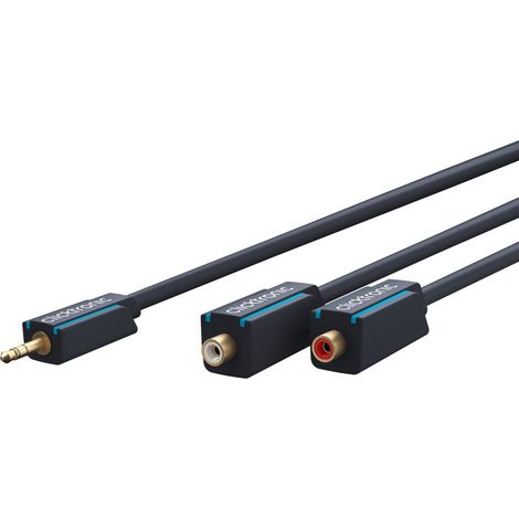 ClickTronic 3.5mm-2x RCA, 0.1m cable de audio 0,1 m 3,5mm 2 x RCA Azul