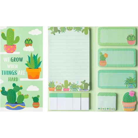 Post-It Cactus - 550 Feuilles Auto-Adhésives - Forme Cactus - Pour École Bureau Maison - Lot de 11 Modèles × 50 Feuilles (1/5)