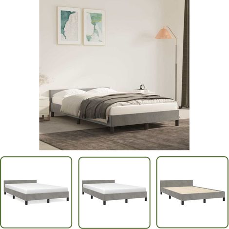 The Living Store Bettgestell ohne Matratze Hellgrau 120x200 cm Samt - Samtbettwäsche - Doppelbett - Boxspringbett - Schlafzimmer Dekoration - Nachttischlampe (1/5)