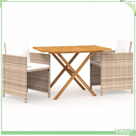 Ensemble de salle à manger de jardin - FAF EICY - 3094300 - Acacia massif - Chaises rotin PE - Coussins amovibles (1/5)