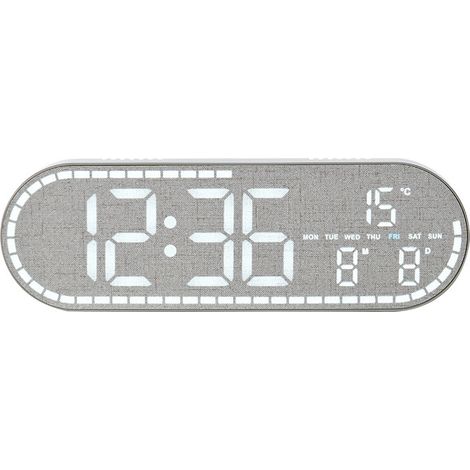 Reloj de estilo minimalista, reloj decorativo para salón/comedor, reloj digital multifuncional, reloj de dormitorio, fecha/día de la semana/temperatura, cuatro niveles de brillo, luz nocturna de gran  (1/5)