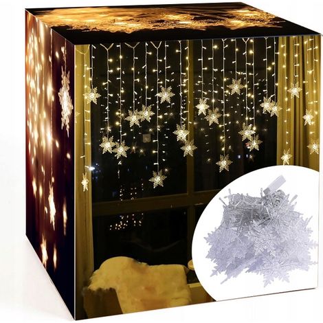 Lichterkette in Schneeflockenform mit 96 warmweißen LEDs, 3,5 m lang (1/5)