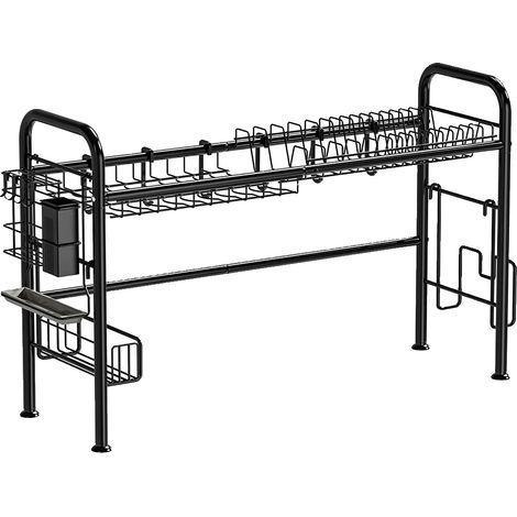 Scolapiatti, in acciaio al carbonio resistente, con design di drenaggio efficiente, colore nero. (1/2)