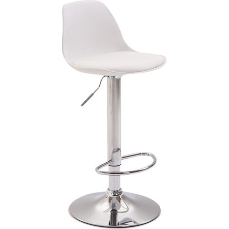 Sgabello da bar in plastica e materiale sintetico bianco con gambe in metallo regolabili e girevoli 100000145