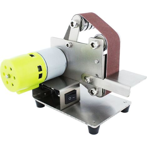 Mini levigatrice a nastro elettrica levigatrice lucidatrice smerigliatrice 7 velocità variabile con 10 nastri abrasivi per lucidare legno acrilico metallo (dimensioni nastro: 30 x 300 mm) (1/5)