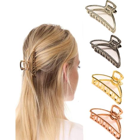 Paquet De 4 Clips De Griffe De Cheveux En Métal Anti-Dérapant Attrape-Cheveux Accessoires De Cheveux De Mode Pour Femmes Filles