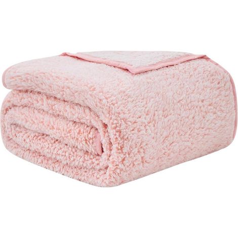 Kuscheldecke Sherpa 228x228cm Sofadecke flauschig 230 x 230cm 08-rosa (1/5)
