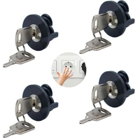 4 Pack Cache Prise Bébé Verrous de Prise Enfants Verrouillables pour Protection Prise Courant Électrique Protection contre le Contact des Bébé et des Animaux avec des Appareils Électriques, avec Clé (1/5)