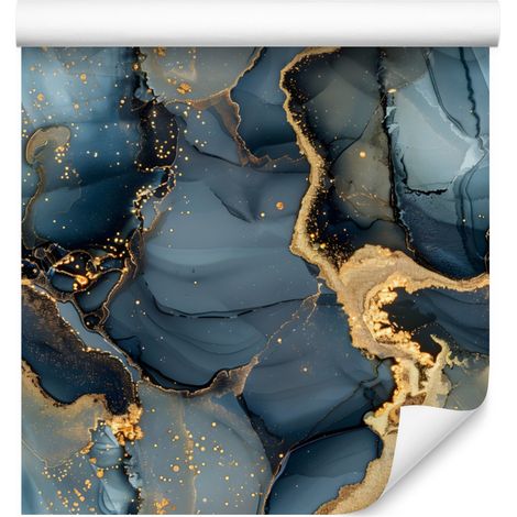 Papier peint bleu marine et turquoise pour salon et chambre 50x1000 cm (1/5)
