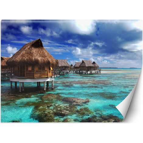 Fototapete Tropische Strand Haus Wasser 150x105 cm