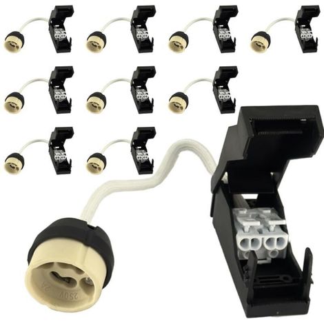 10 Douilles GU 10 en Céramique avec Connecteur Câble 2A 230V Douille de Lampe GU 10 Socket Adaptateur de Base avec Câbles Isolés pour Lampes LED GU10 Ampoules (1/4)