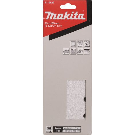 Papier de verre pour ponceuse orbitale Makita E-19629 93x185 mm P40 10 unités
