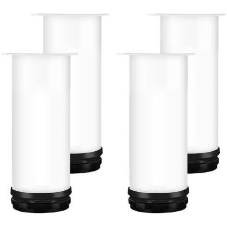 (Blanc) Pied de meuble réglable 20CM, 4PCS pied de table réglable en hauteur pied de meuble en métal acier inoxydable pied de table pied de meuble avec vis armoire, meuble TV (1/4)