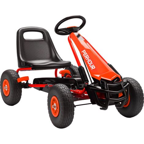Kart à pédales Go-Kart pour enfants siège réglable pneus EVA embrayage manuel et frein 110 x 61 x 62 cm rouge