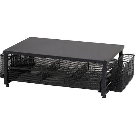 Levede Monitor Riser Desk Organiser with Drawer Metal Monitor Stand Black