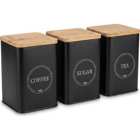 Set aus 3 Behältern für Kaffee, Tee und Zucker, aus Metall, 10 x 10 x 15 cm (1/5)