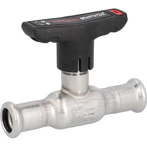 Robinet à boisseau sphérique en acier inoxydable avec poignée papillon DN10 (3/8") raccord à sertir 15x15, contour M (1/2)