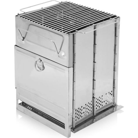 Charcoal BBQ Grill Stainless Steel Barbecue Small Folding BBQ Grill 14 x 14 x 20.5cm Portable Barbecue Garden Travel Party Picnic Outdoor (1/5)