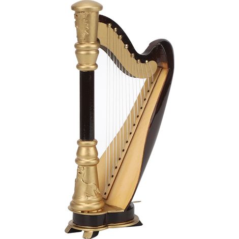 Harpe miniature en bois 16 cm, instrument de musique décoratif pour bureau, modèle réduit, cadeau artistique. (1/5)