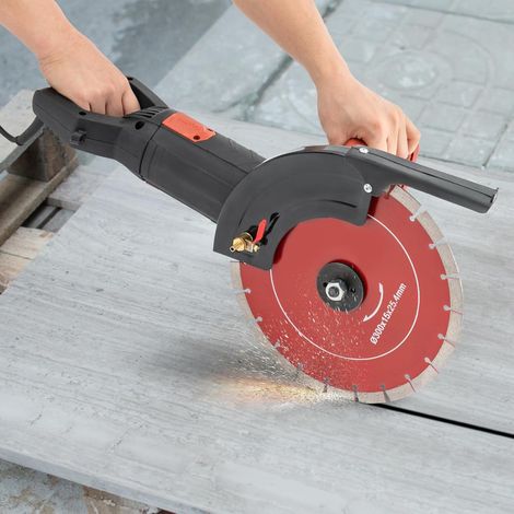 Scie à béton électrique 3000 W 4300 tr/min - Coupe-pierre - Lame diamantée - Profondeur de coupe de 110 mm - Avec 2 lames de scie et pompe d'extraction d'eau (1/5)